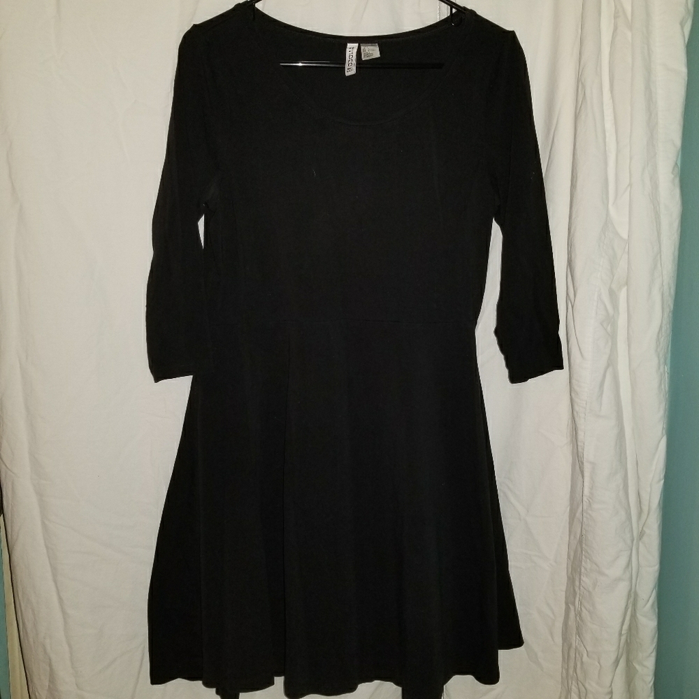 Divided Black Stretch Skater Dress Large